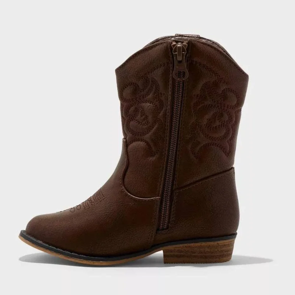 Toddler Girl Memphis Western Boots by Cat & Jack Cognac Size 6 New With Tags